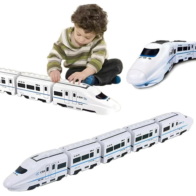 Smart Chain Train Toy - Electric Train Toy with Flashing Lights, Smart Chain Train Kids Toy Model Kit Electric High Speed Bullet, Fun Learning Game with Lights and Sounds (Five Sections)