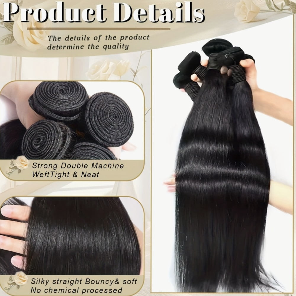 Typpkmm Lightweight Human Hair Bundles Raw Virgin Unprocessed Extensions Bone Straight Human Hair Bundles Double Weft Braiding Hair Extension 30inch
