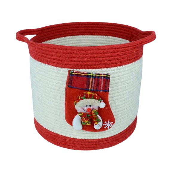 EUDIDV Xmas Tree Decor Christmas Storage Basket Round Cotton Rope Handmades Storage Basket Portable Storage Bucket Foldable Dirty Clothes Basket Christmas Ornaments