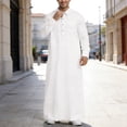 thumbnail image 2 of SIYUDAN Mens Kaftan Thobe Casual Long Sleeve Mens Summer Robe Polo Collar Thobe for Men White Thobe for Men, 2 of 4