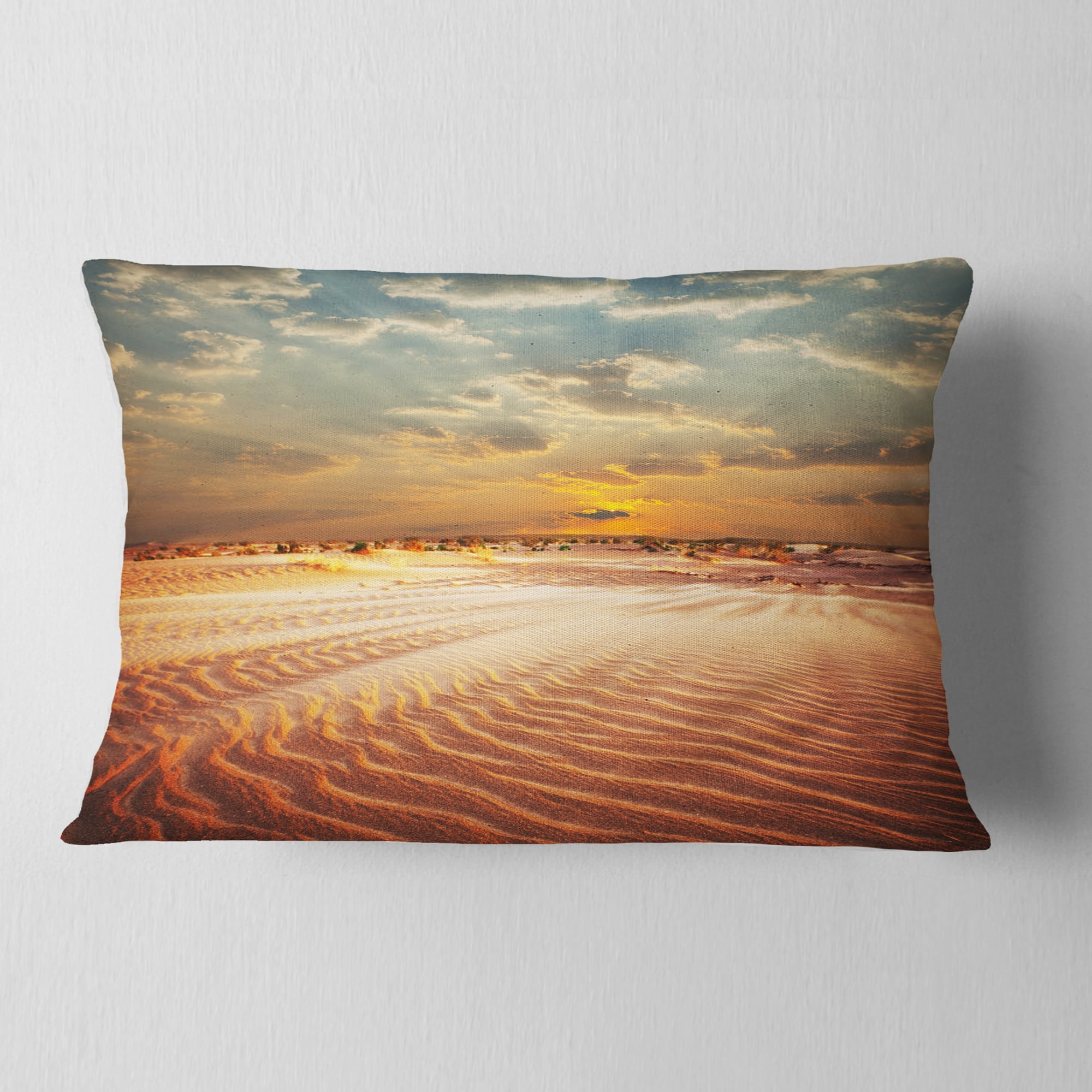 Designart 12" x 20" Orange Polyester Throw Pillow