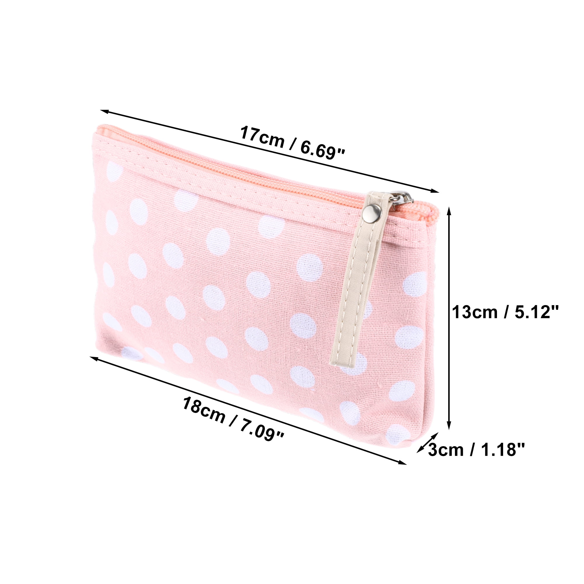 Unique Bargains 1Pc Women Durable Dots Simple Cosmetic Bag for Toiletry Pink