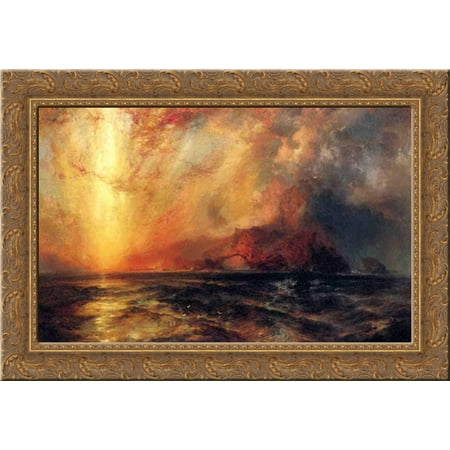 Fiercely the Red Sun Descending, Burned His Way across the Heavens 24x19 Gold Ornate Wood Framed Canvas Art by Moran, (Best Way To Burn Wood In A Multi Fuel Stove)