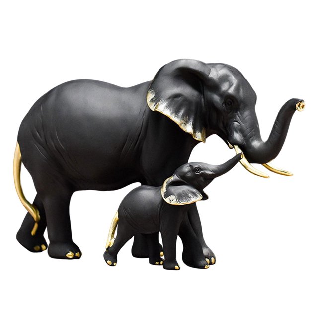 Estatua de moderna, estatua de Animal, decorativo, adornos de oficina, figurita hecha para de jardín, soporte de TV, negro hijo Gloria Estatuilla de elefante