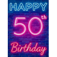 thumbnail image 3 of Neon Style Happy 50th Birthday Banner Background Party Decoration Backdrop Photography Props Birthday Party Supplies, 3 of 7