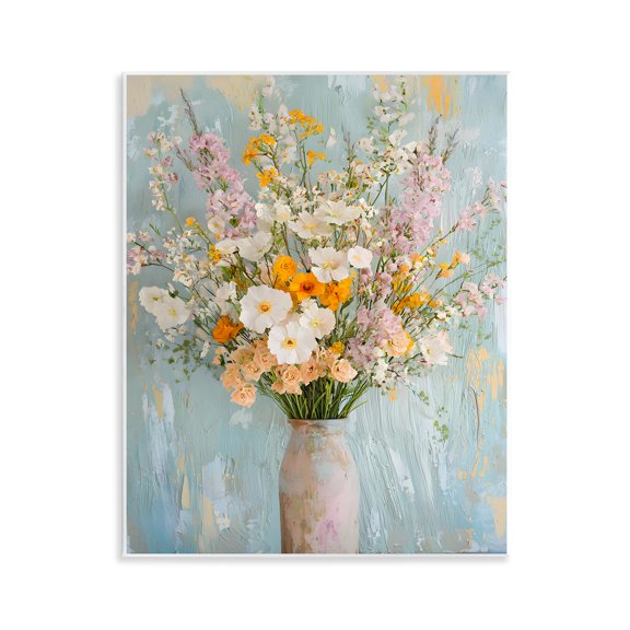 Stupell Industries Orange & White Flower Arrangement Floral Painting Unframed Art Print Wall Art, 11 x 14