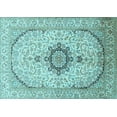 thumbnail image 1 of Ahgly Company Indoor Rectangle Medallion Light Blue Traditional Area Rugs, 5' x 7', 1 of 4