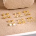 thumbnail image 6 of Lancharmed Gold Plated Cute Earrings,6 Pairs of Stud Hexagonal Zircon Heart Round Ball Pentagrams Earring Gifts Women, 6 of 8