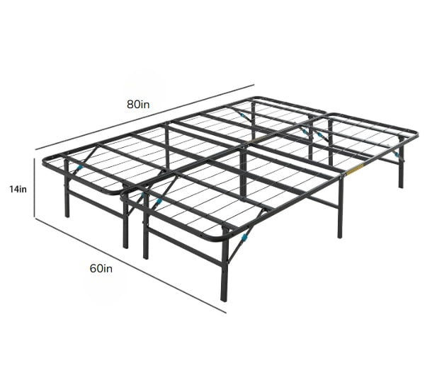 Lammaloe Foldable Bed Frame Queen with 14" Storage, Metal Platform Foldable Bed Base Queen, No Box Spring Required, Tool-Free Assembly