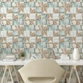 thumbnail image 2 of Ambesonne Leafy Design Peel & Stick Wallpaper for Home, Pop Art Look Leaves, 13"x72", Caramel Cadet Blue, 2 of 5