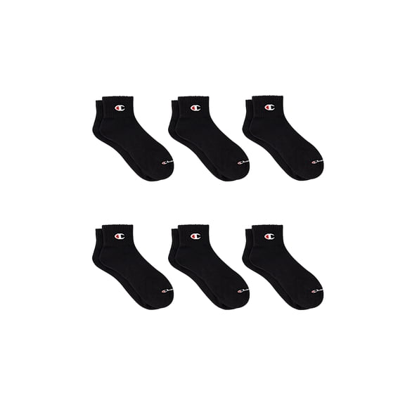Champion Men’s Ankle Socks 6 Pack – Flat Knit, Moisture-Wicking, Arch Support, Stretch Comfort, Sizes 6–12.5