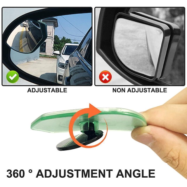 Tal 2 uds espejos de punto ciego de coche Hd vidrio convexo 360 espejo retrovisor lateral auxiliar negro ZefeiWu 1327533509381