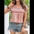 thumbnail image 4 of Blusas de Verano de Corta para Mujer, Blusas Elegantes e Informales, Color Rojo, Talla M, 4 of 9