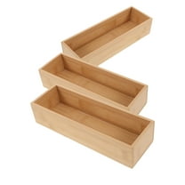 LABSERRON 3pcs Bamboo Drawer Organizer Wood Storage Organizers Minimalist Organization for Kitchen