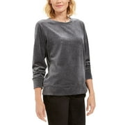 Karen Scott Women's Velour Sweatshirt Charcoal Size Petite Small