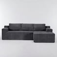 thumbnail image 4 of L Shaped Sectional Sofa, Corduroy Modular Floor Couch Set, No Assembly Compressed Foam Sofa, Modern 3-Seat L-Shape for Living Room, Antique Grey, 4 of 7