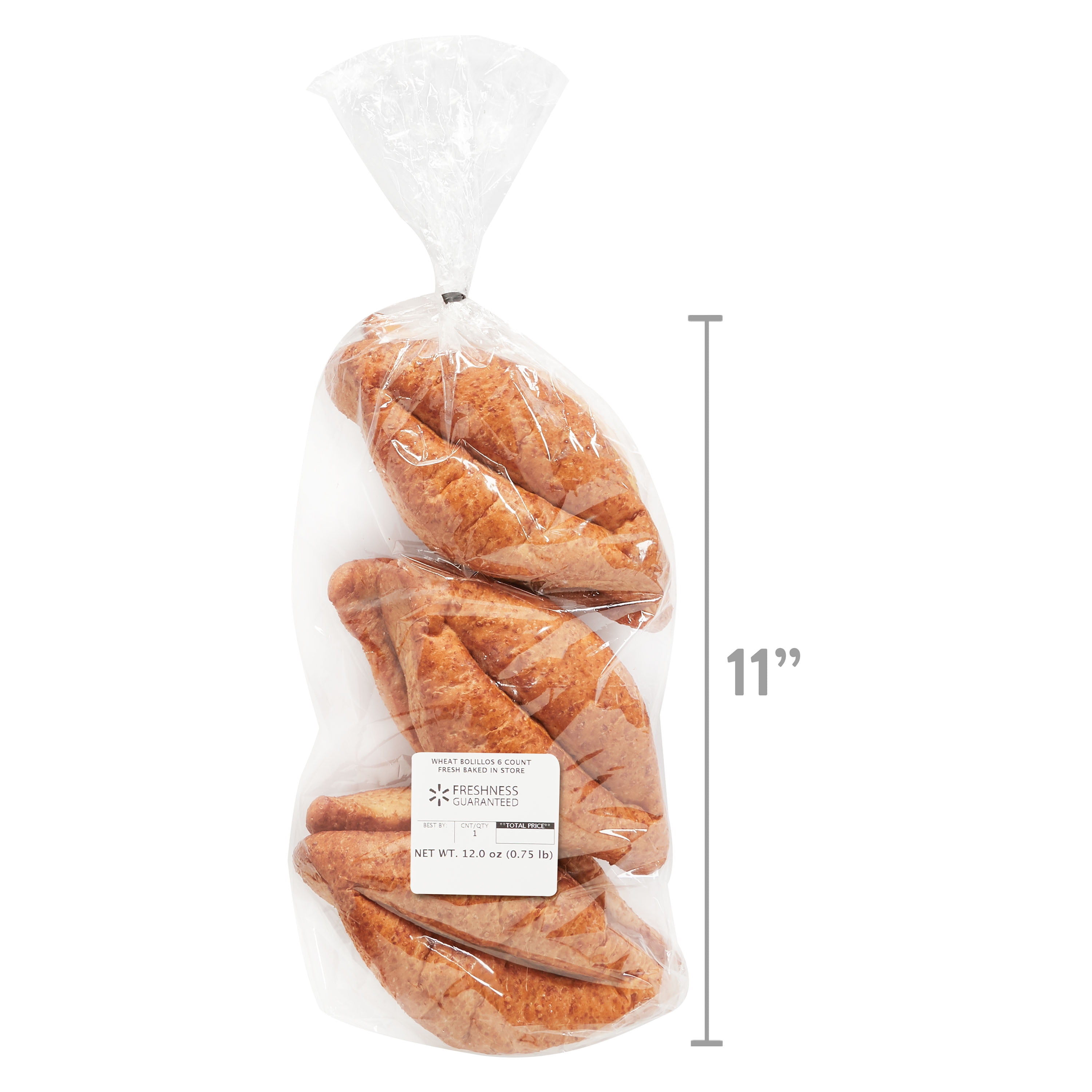 Freshness Guaranteed Wheat Bolillo Rolls, 12 oz, 6 Count