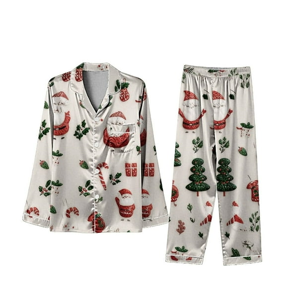 Family Christmas Pajamas Matching Sets Silk Casual Matching Set for Family