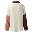 thumbnail image 5 of DondPO Long Sleeve Shirts Dress Shirts for Women Womens Colorblock Long Sleeve Button Down Casual Shirt Womens Tops Flannel Shirt Beige M, 5 of 5