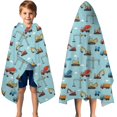 thumbnail image 3 of Cartoon Construction Vehicles Cranes Blue Pattern Hooded Bath Towel，50"x30" for Ages 3 To 12 Kids, Quick Dry Lightweight Soft Microfiber Hood Beach Towel Cover Up for Kids, 3 of 7