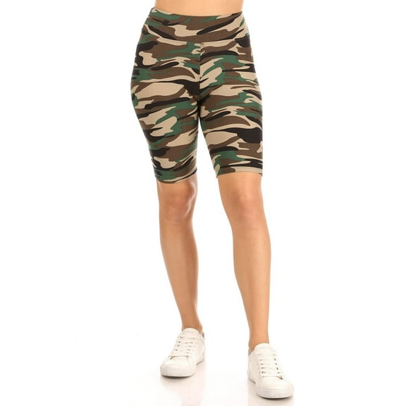 Women's Solid Printed High-Waist Biker Shorts - Stretchy, Comfortable Activewear