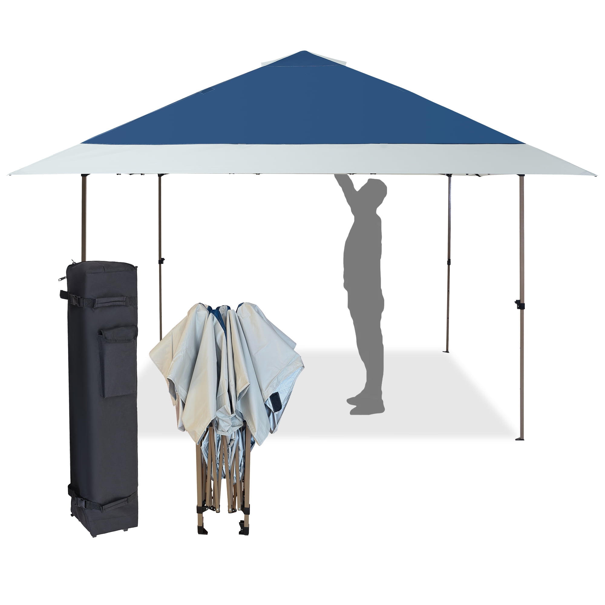 M8TRX 13'x13' Easy Lift Instant Outdoor Pop-up Canopy with Auto Extending Eaves, Navy