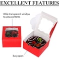 thumbnail image 4 of 120 Pcs Red Bakery Boxes with Window Individual Cupcake Boxes 4x4x2.5 Inches Cookie Boxes Kraft Paper Red Gift Box for Pastries, Cookies, Pie, Donuts, Macaroon, 4 of 7