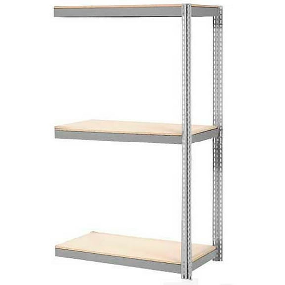 Global Industrial B2296748 84 x 96 x 36 in. Expandable 3 Level Add-On Rack with Wood Deck, Gray