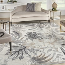 Nourison Pompeii Contemporary Tropical Ivory/Grey 7'10" x 9'10" Area Rug, (8' x 10')
