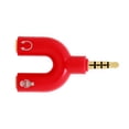 thumbnail image 3 of Bearachild Adaptador de Audio de 3,5mm tipo U 2 en 1 conveniente conector estéreo convertidor de sonido externo micrófono accesorios de Cables de audio/vídeo rojo, 3 of 6