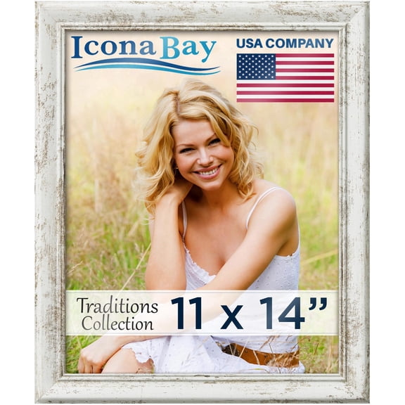Icona Bay 11x14 White Driftwood Picture Frame, Vintage Style, Wall Picture Frames