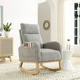 thumbnail image 4 of Nursery Rocking Chair, High Back Armchair with Double Side Pocket, Indoor Upholstered Chair for Living Room, Bedroom(Grey), 4 of 9