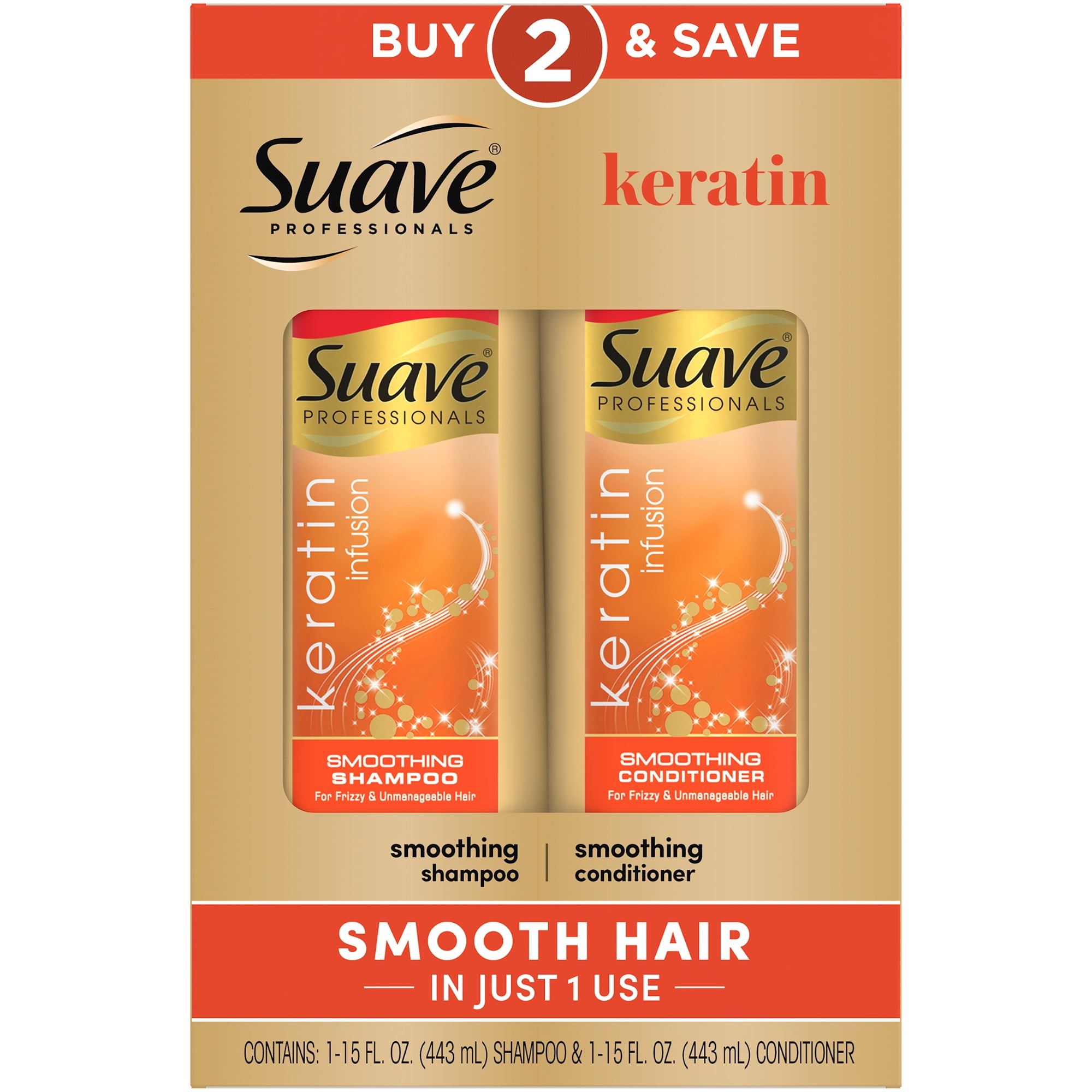 Suave Professionals Keratin Infusion Smoothing Shampoo And Conditioner 15 Oz 2 Count Walmart 0549