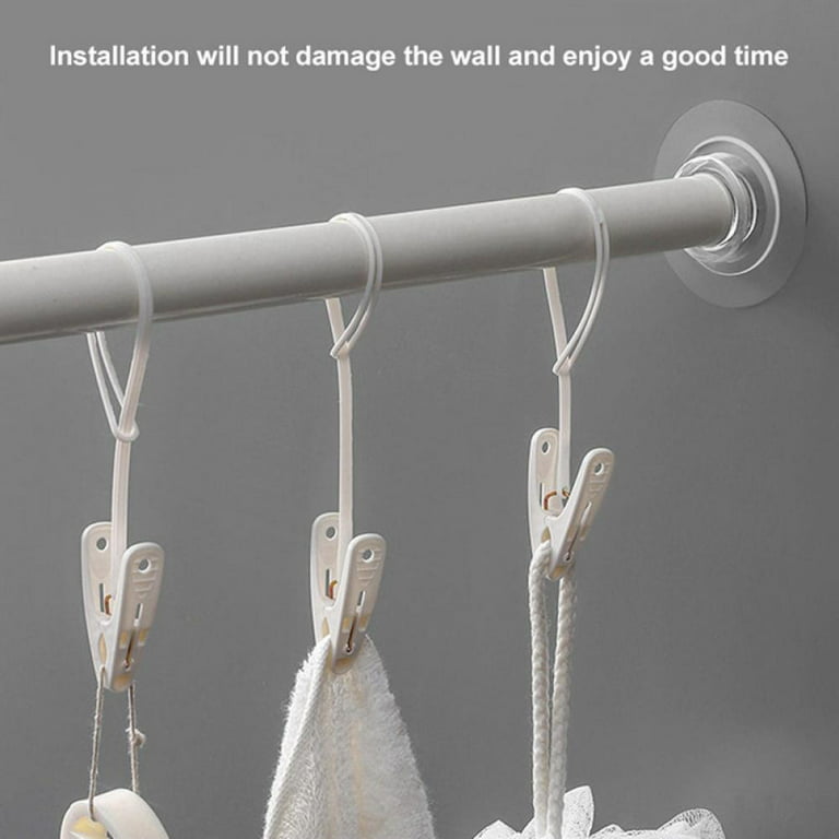 2Set 4Pcs Self-Adhesive Hooks Wall Mounted Curtain Rod Bracket Shower  Curtain Z4 4713163448560