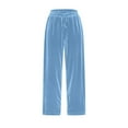 thumbnail image 4 of Frostluinai Velvet Pants for Women Dressy Drawstring High Waist Straight Wide Leg Pants Solid Casual Baggy Long Pants with Pockets, 4 of 6