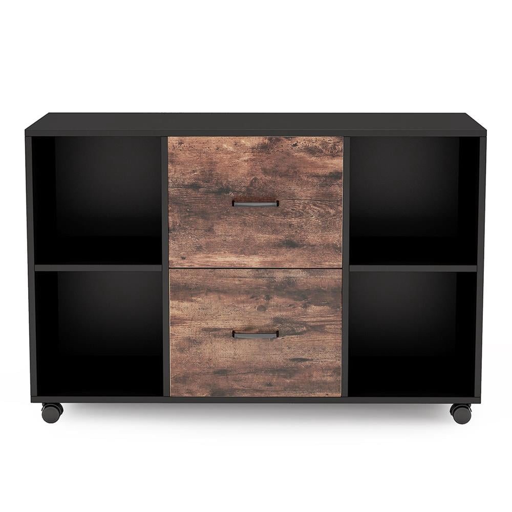 Topcobe 2-Drawer File Cabinet, Large Mobile Filing Cabinet for Letter Size, Modern Furniture for Indoor, Black