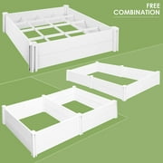 GARTIO Raised Garden Bed with Grids PVC Planter Box Kit - 45.5''L x 45.5''W x 13.4''H