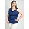 thumbnail image 1 of Blusa satinada con broche Roman Fashion /Tallas Extras, 1914 (Azul marino) azul marino 38, 1 of 5