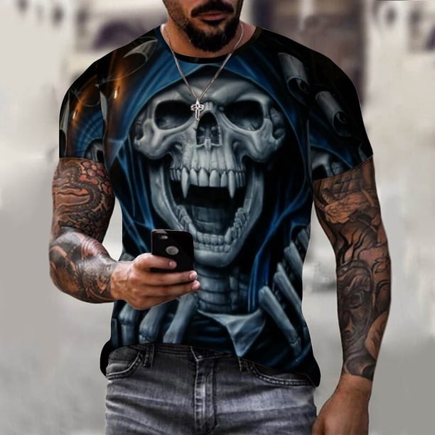 Camisetas De Verano Calavera Para Hombres/Mujeres Impresión 3d Personalidad Ropa Deportiva Harajuku Casual Tops Hombre De Gran Tamaño Top Tees Depangjing