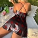 thumbnail image 4 of Camisón corto de seda helada con espalda abierta para mujer, falda con tirantes, color liso, para verano, ropa de casa, falda de pijama de seda sintética, 4 of 5