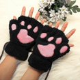 thumbnail image 4 of Women Bear Plush Cat Paw Claw Glove Soft Winter Gloves Fingerless Gloves (black) n, 4 of 5