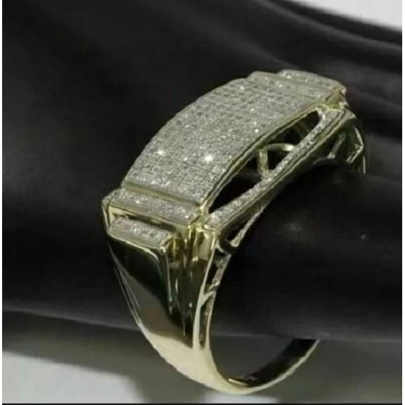 3Ct Round Lab Created Diamond Wedding Pinky Men's Ring 14K Yellow Gold Plated