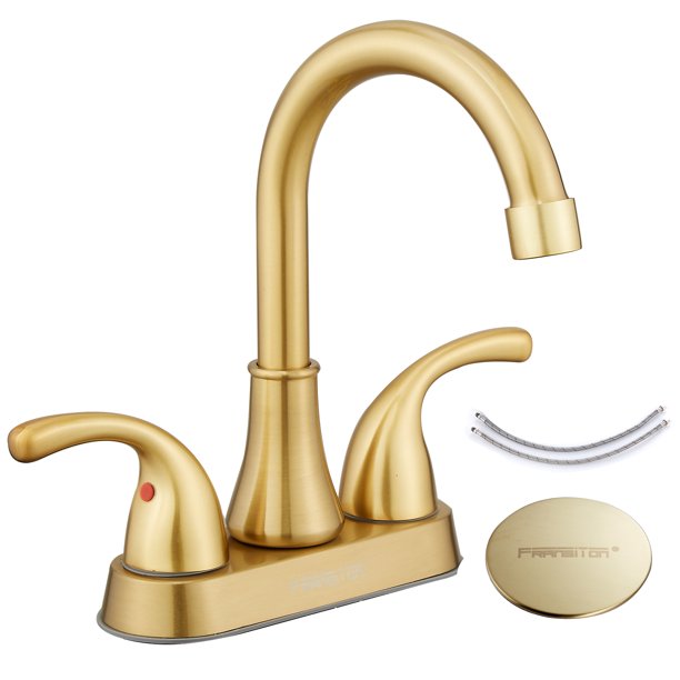 FRANSITON 4 Inch Faucet 2 Handle Bathroom Sink Faucet LeadFree Brushed