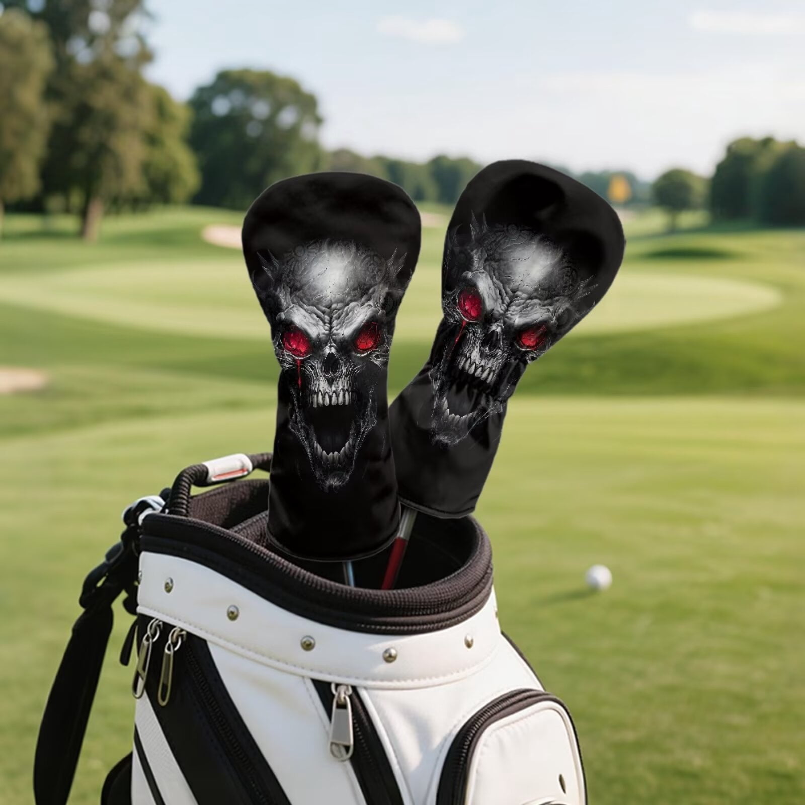 Uorisanigo Golf Club Head Covers for Driver, Fairway & Hybrid, 3Pcs Cool Skeleton Golf Club Headcovers Set with Soft Lining, PU Waterproof Accessories Gift for Women Men