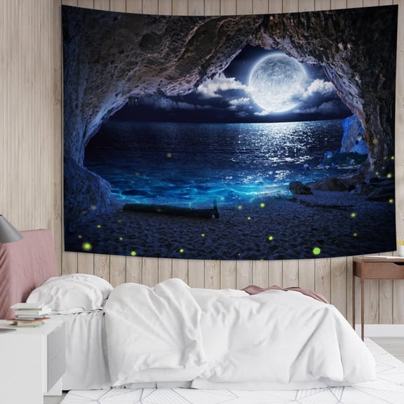 Dashan Moon Ocean Tapestry Wall Hanging,Fantasy Galaxy Tapestries for Bedroom Living Room Dorm Decor,60"Wx50"L