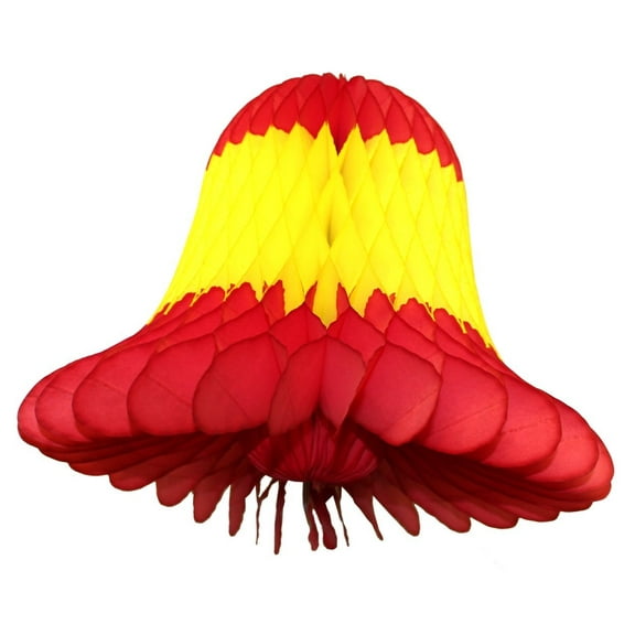3-pack 11 Inch Hanging Honeycomb Tissue Paper Bell Decoration, Red, Yellow, Red, by Devra Party