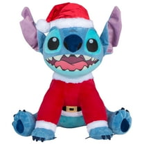 16 inch Holiday Greeter Lilo and Stitch - Blue Plush Stitch in Santa Suit Disney Decoration