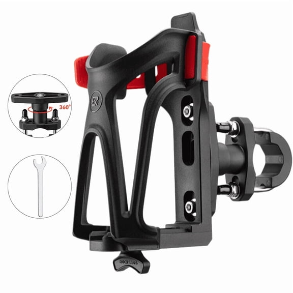 ROCKBROS Adjustable Bike Water Bottle Holder 20-25oz BPA-Free Cycling Bottle, Nylon Cup Rack for Motorcycle, Bicycle & Scooter