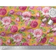 thumbnail image 2 of Soimoi Cotton Cambric Fabric Leaves & Peony Floral Print Fabric by The Yard 42 Inch Wide, 2 of 3