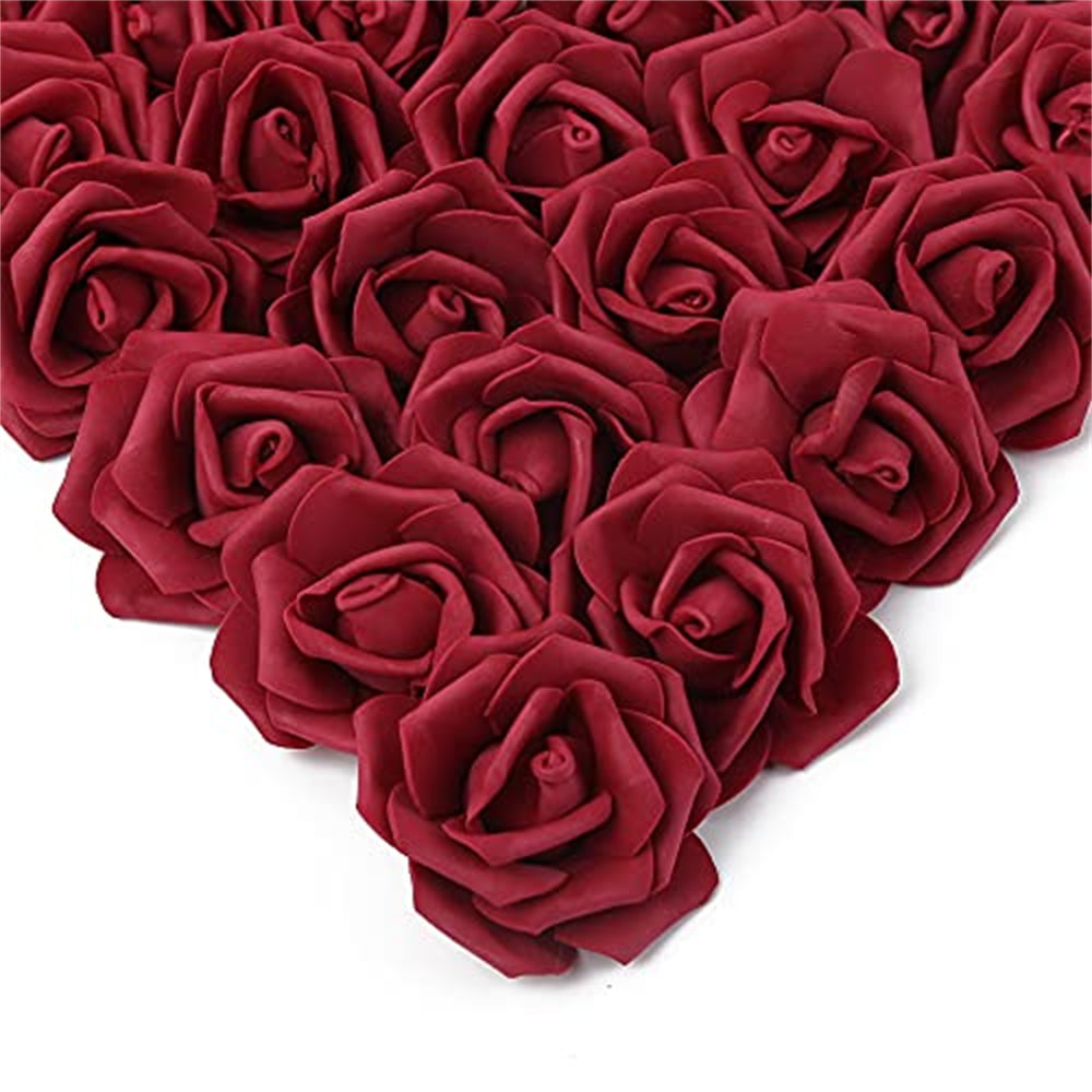 100pcs Artificial Roses Silk Flowers Heads Wedding Home Romatic DIY Decor-Pink 